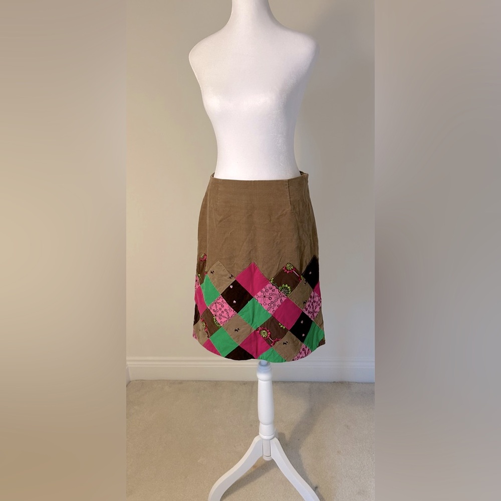 White Label Vintage Beauty! Lilly Pulitzer Corduroy Patch Skirt, Lined size 6!